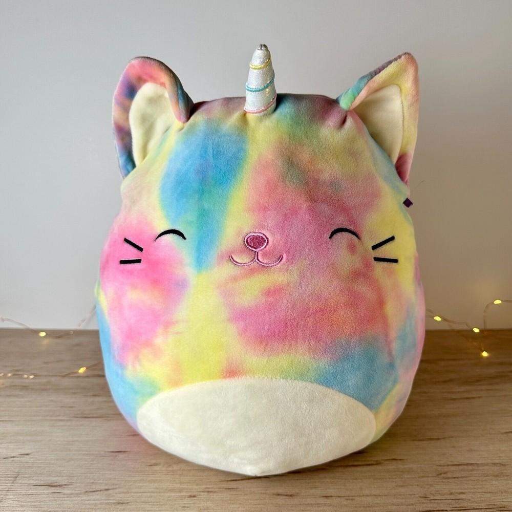 Squishmallow Galeria Caticorn Rainbow Pastel Tie Dye Aprx 12"-14" Cat Plush Rare
